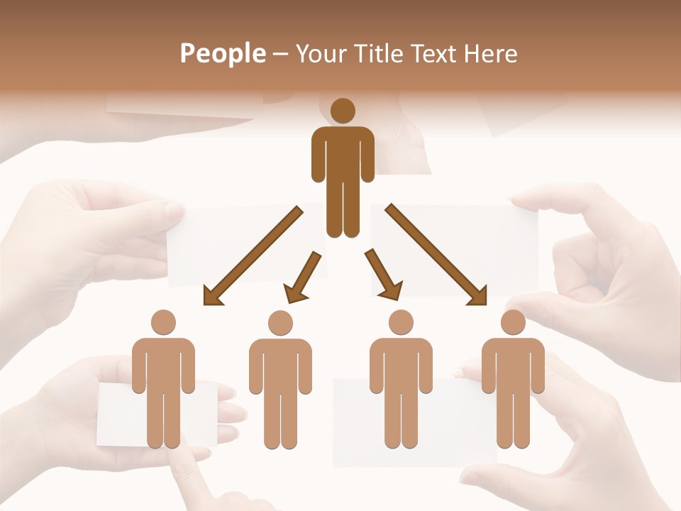 Set Of Hand Holding An Empty Business Card Over White PowerPoint Template