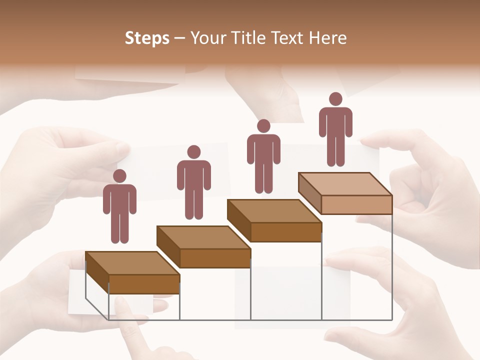 Set Of Hand Holding An Empty Business Card Over White PowerPoint Template