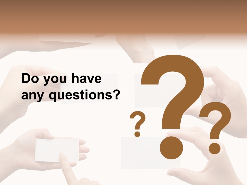 Set Of Hand Holding An Empty Business Card Over White PowerPoint Template