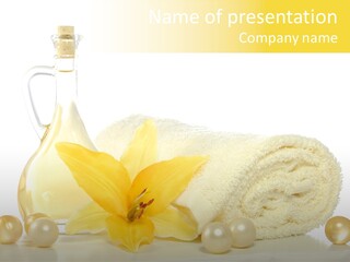 Spa Composition With Massage Oil Isolated On White Background PowerPoint Template