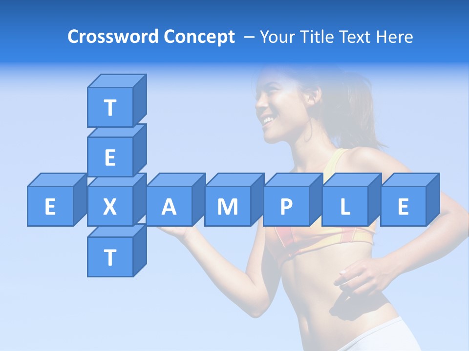 Sporty Woman Runner In Profile On A Hot Summer Day. A Lot Of Copy Space. PowerPoint Template