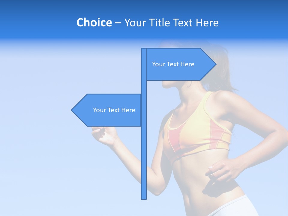 Sporty Woman Runner In Profile On A Hot Summer Day. A Lot Of Copy Space. PowerPoint Template