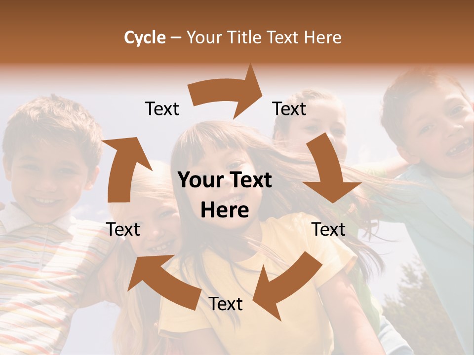 A Group Of Children Standing Together In A Circle PowerPoint Template