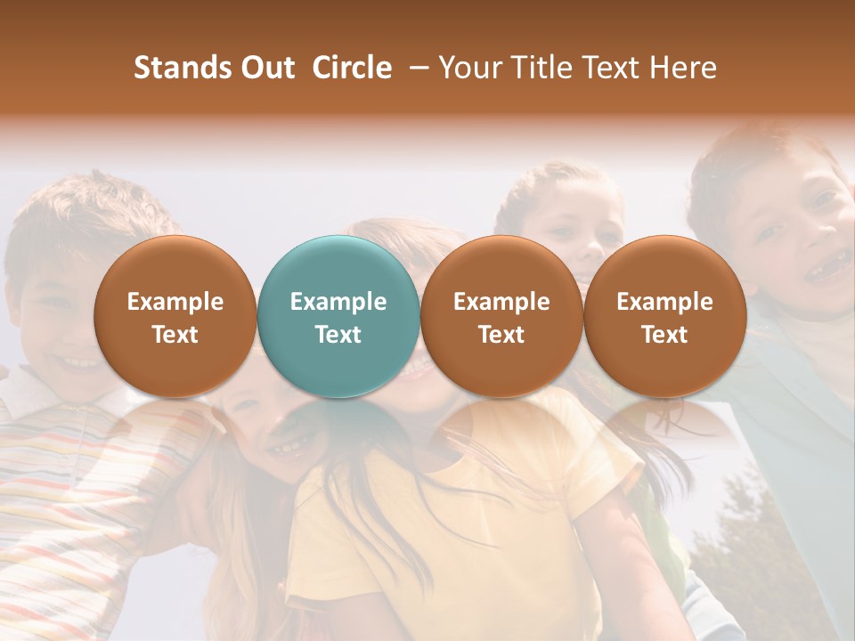 A Group Of Children Standing Together In A Circle PowerPoint Template