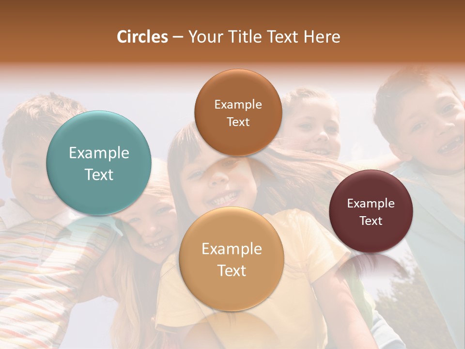 A Group Of Children Standing Together In A Circle PowerPoint Template