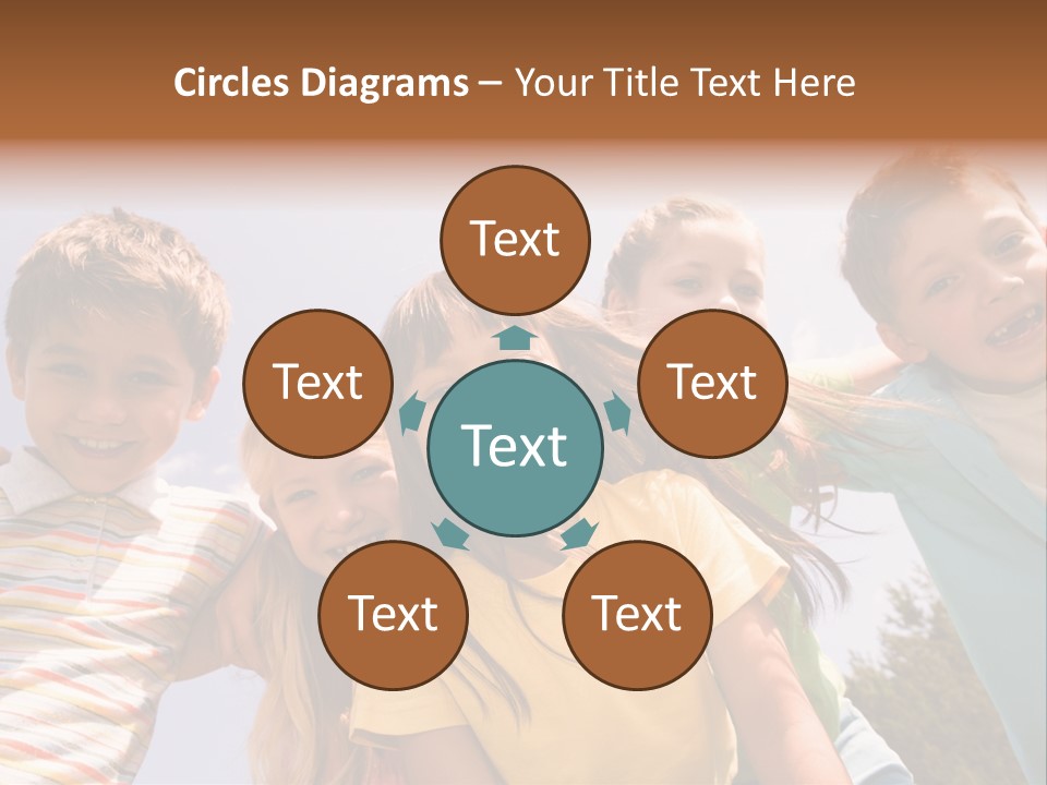A Group Of Children Standing Together In A Circle PowerPoint Template