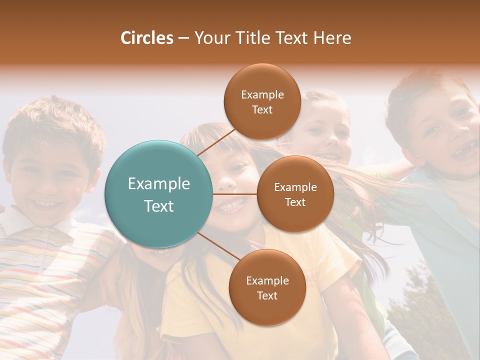 A Group Of Children Standing Together In A Circle PowerPoint Template