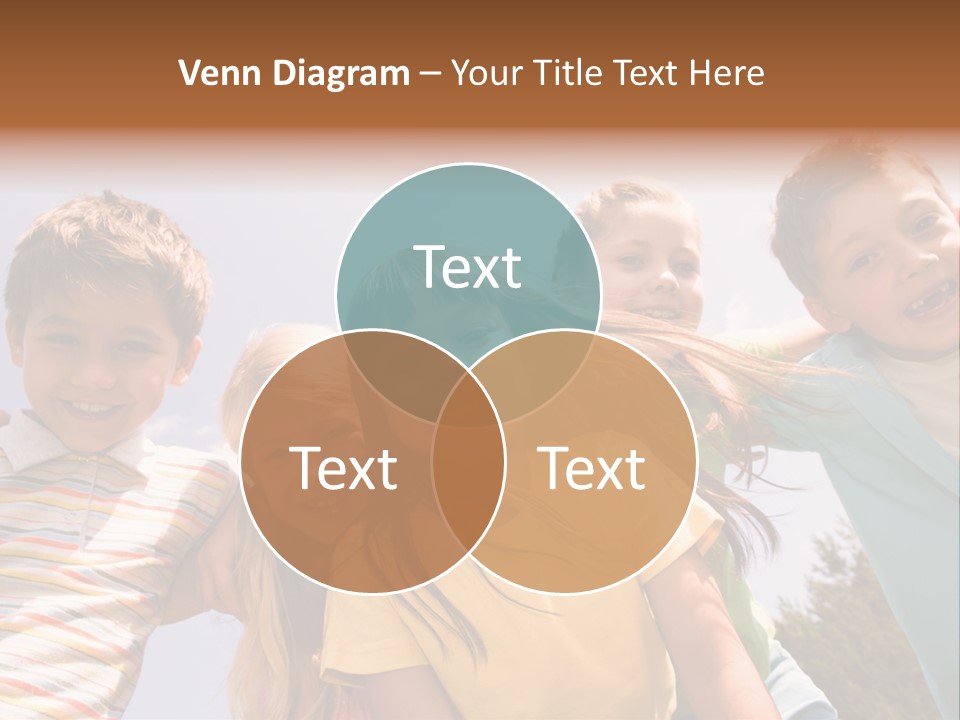 A Group Of Children Standing Together In A Circle PowerPoint Template