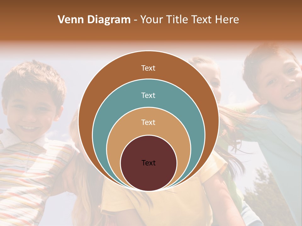 A Group Of Children Standing Together In A Circle PowerPoint Template