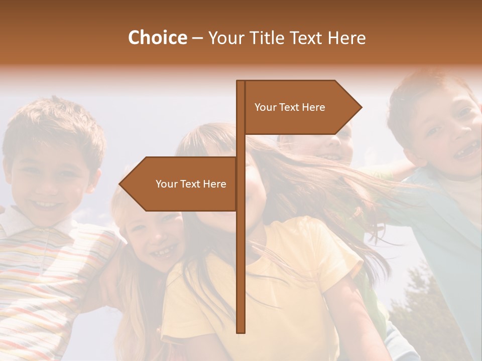 A Group Of Children Standing Together In A Circle PowerPoint Template