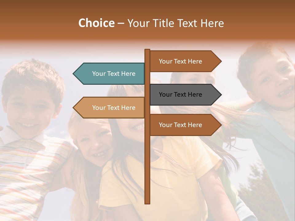 A Group Of Children Standing Together In A Circle PowerPoint Template