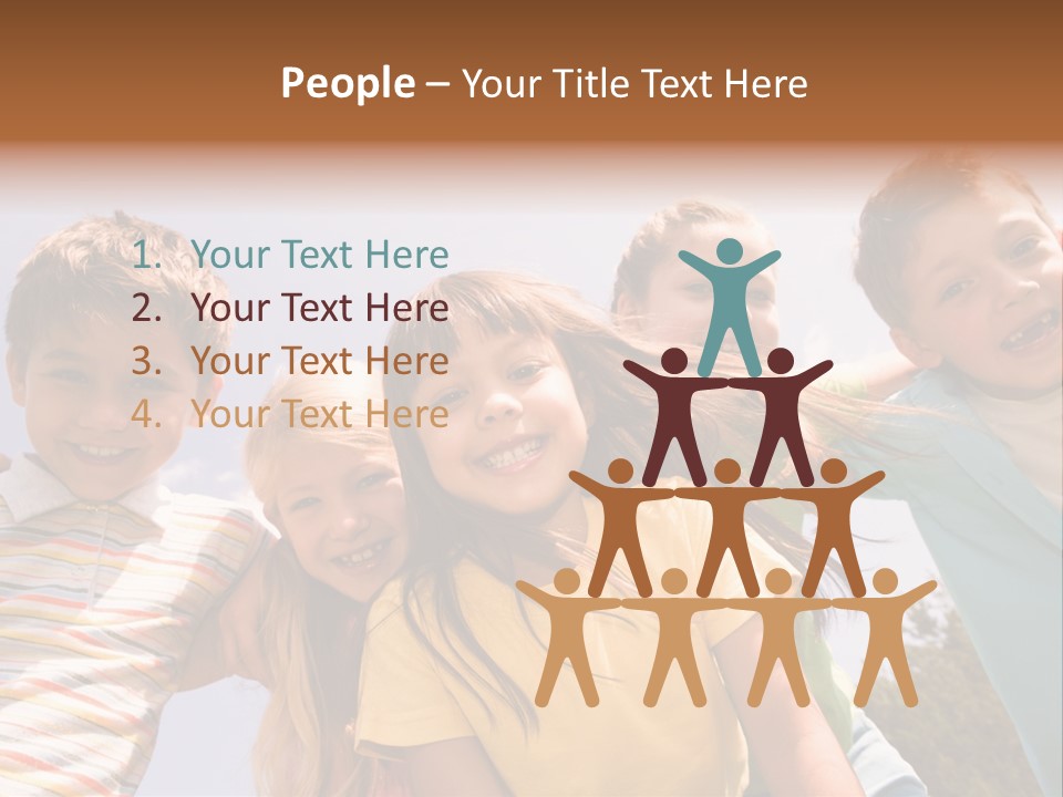 A Group Of Children Standing Together In A Circle PowerPoint Template