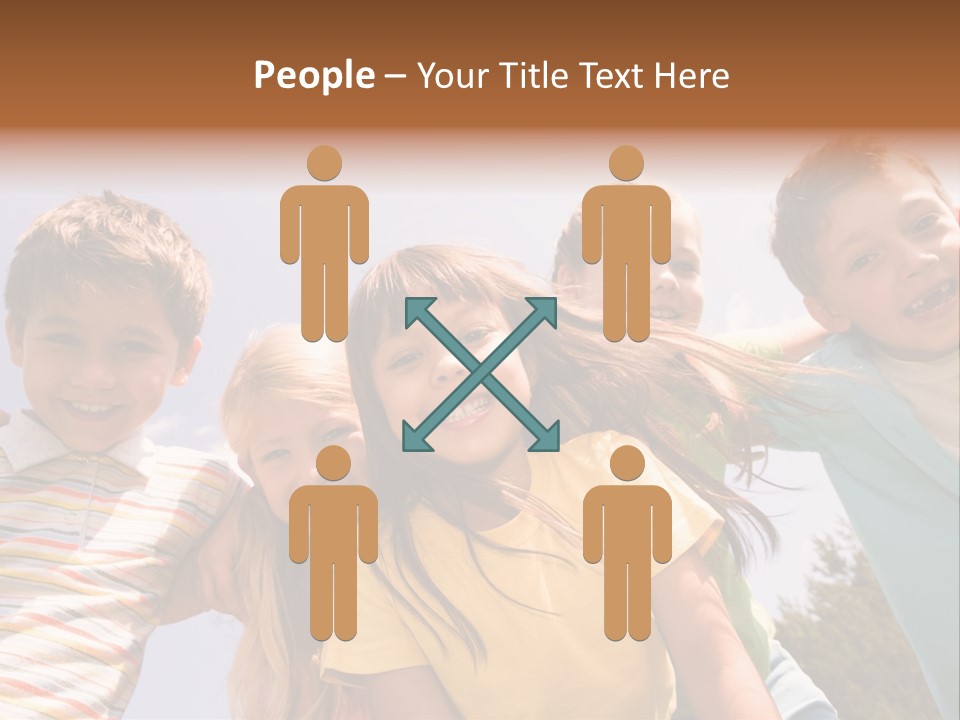 A Group Of Children Standing Together In A Circle PowerPoint Template