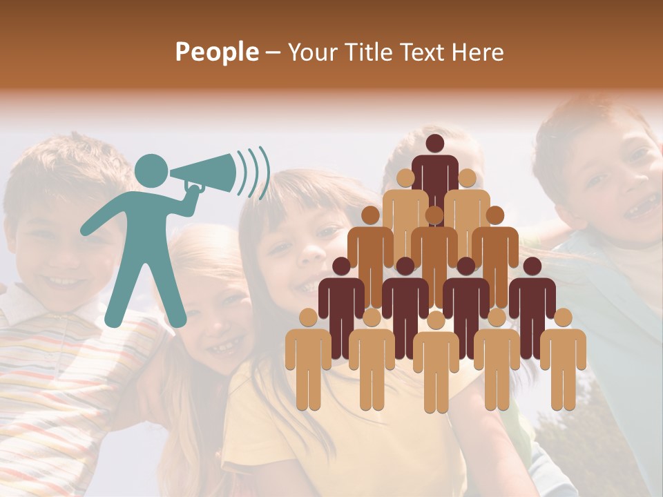 A Group Of Children Standing Together In A Circle PowerPoint Template