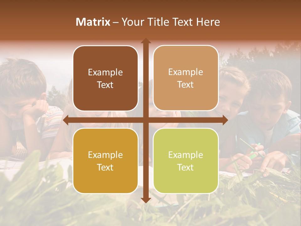 Portrait Of Cute Kids Reading Books And Drawing In Natural Environment Together PowerPoint Template