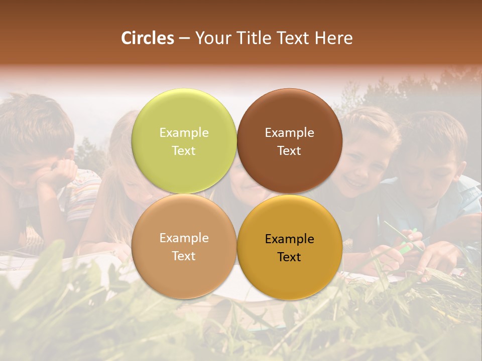 Portrait Of Cute Kids Reading Books And Drawing In Natural Environment Together PowerPoint Template