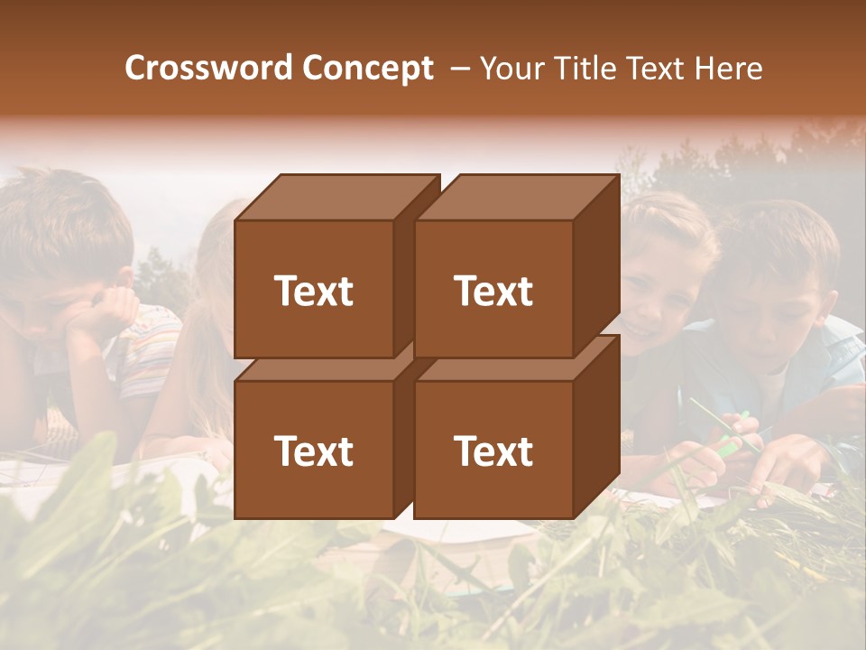 Portrait Of Cute Kids Reading Books And Drawing In Natural Environment Together PowerPoint Template