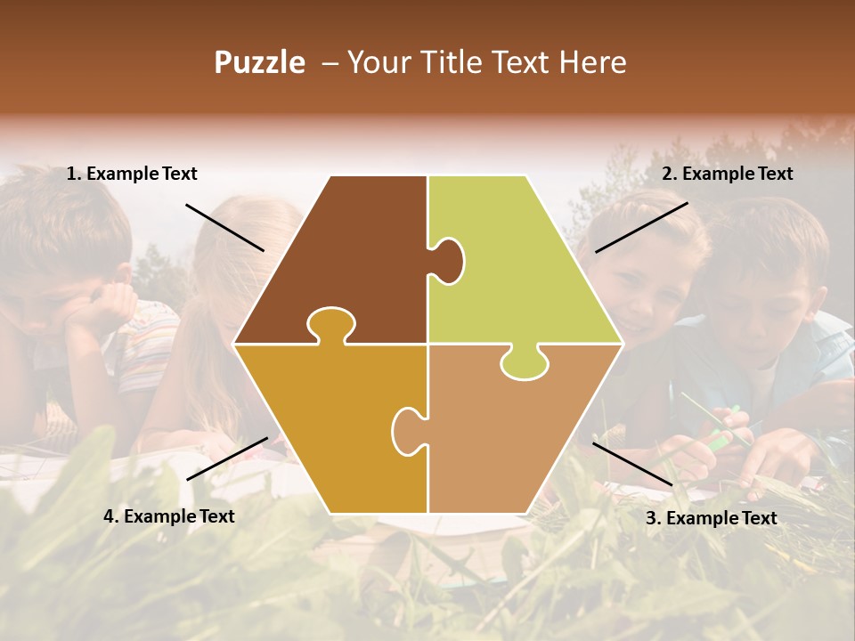 Portrait Of Cute Kids Reading Books And Drawing In Natural Environment Together PowerPoint Template