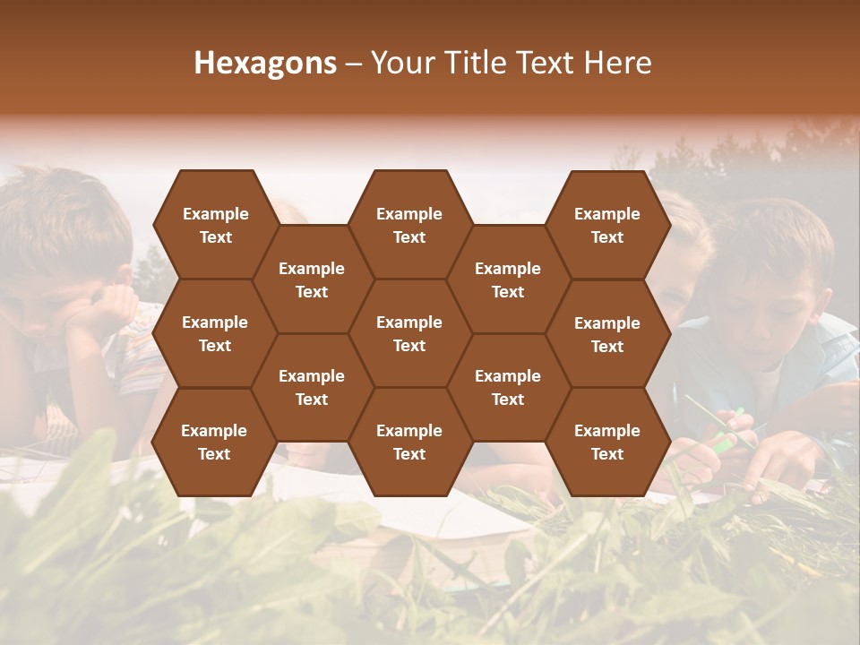 Portrait Of Cute Kids Reading Books And Drawing In Natural Environment Together PowerPoint Template