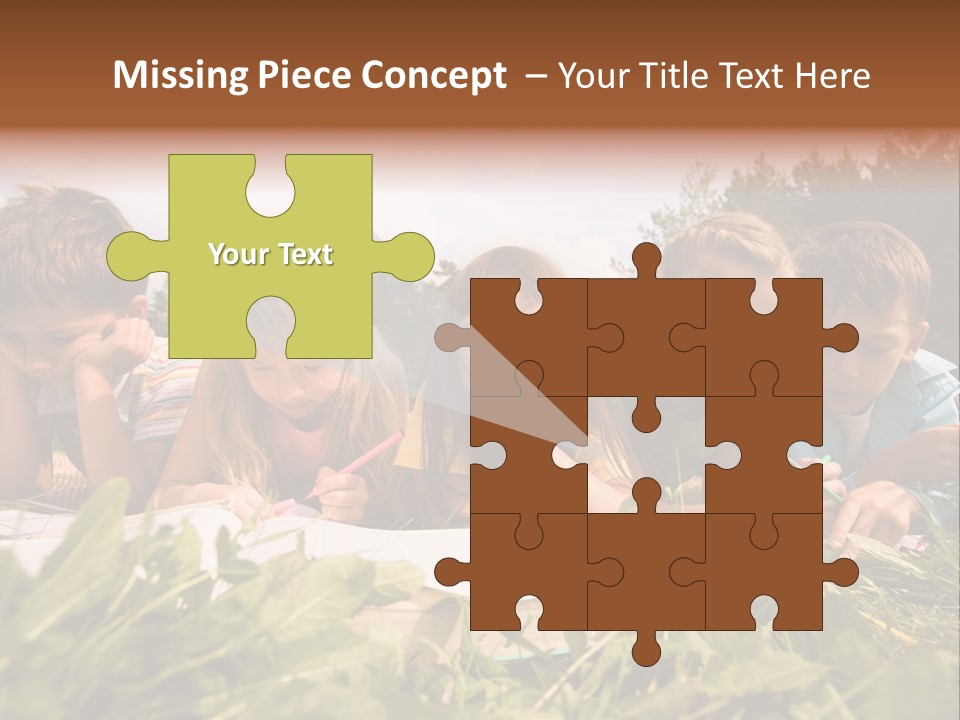 Portrait Of Cute Kids Reading Books And Drawing In Natural Environment Together PowerPoint Template