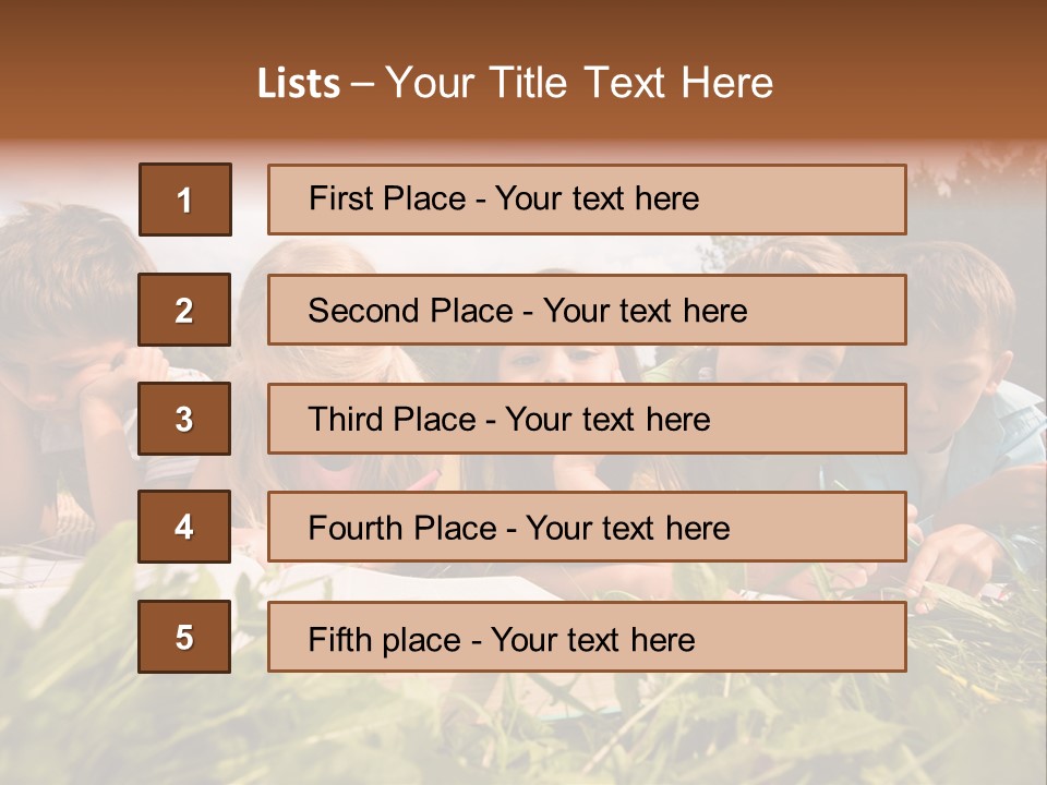 Portrait Of Cute Kids Reading Books And Drawing In Natural Environment Together PowerPoint Template