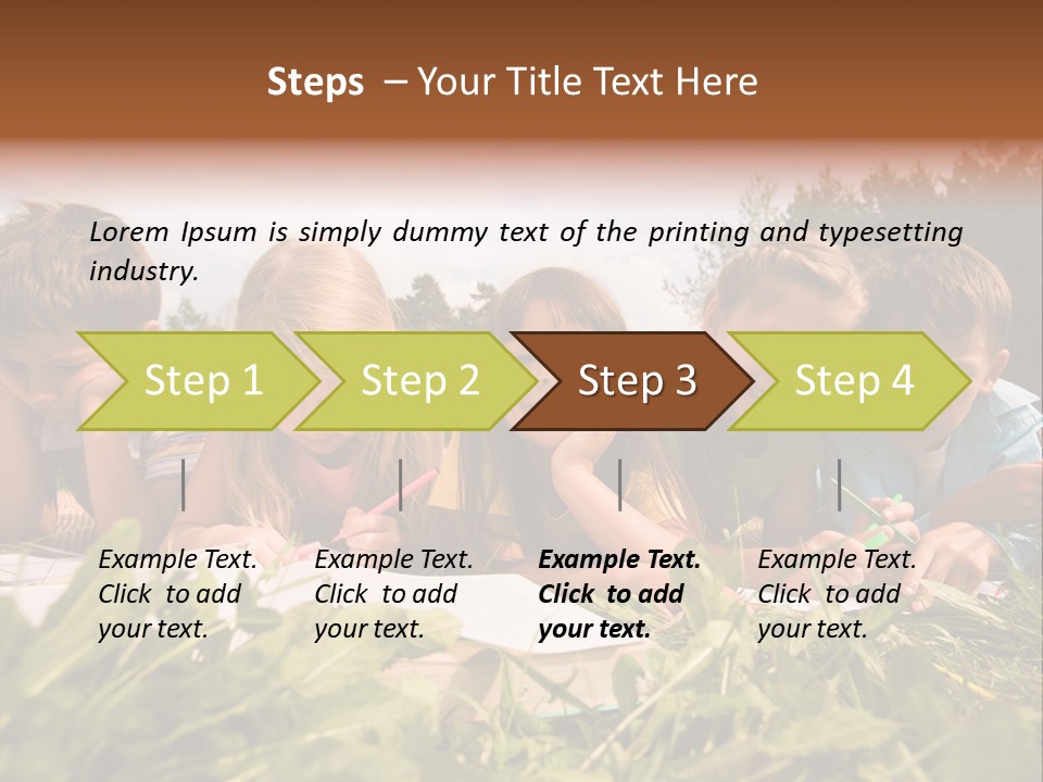 Portrait Of Cute Kids Reading Books And Drawing In Natural Environment Together PowerPoint Template