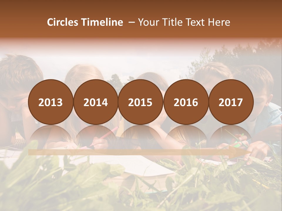 Portrait Of Cute Kids Reading Books And Drawing In Natural Environment Together PowerPoint Template