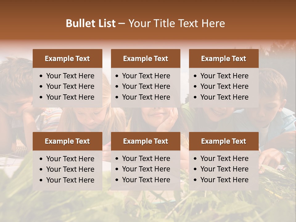 Portrait Of Cute Kids Reading Books And Drawing In Natural Environment Together PowerPoint Template