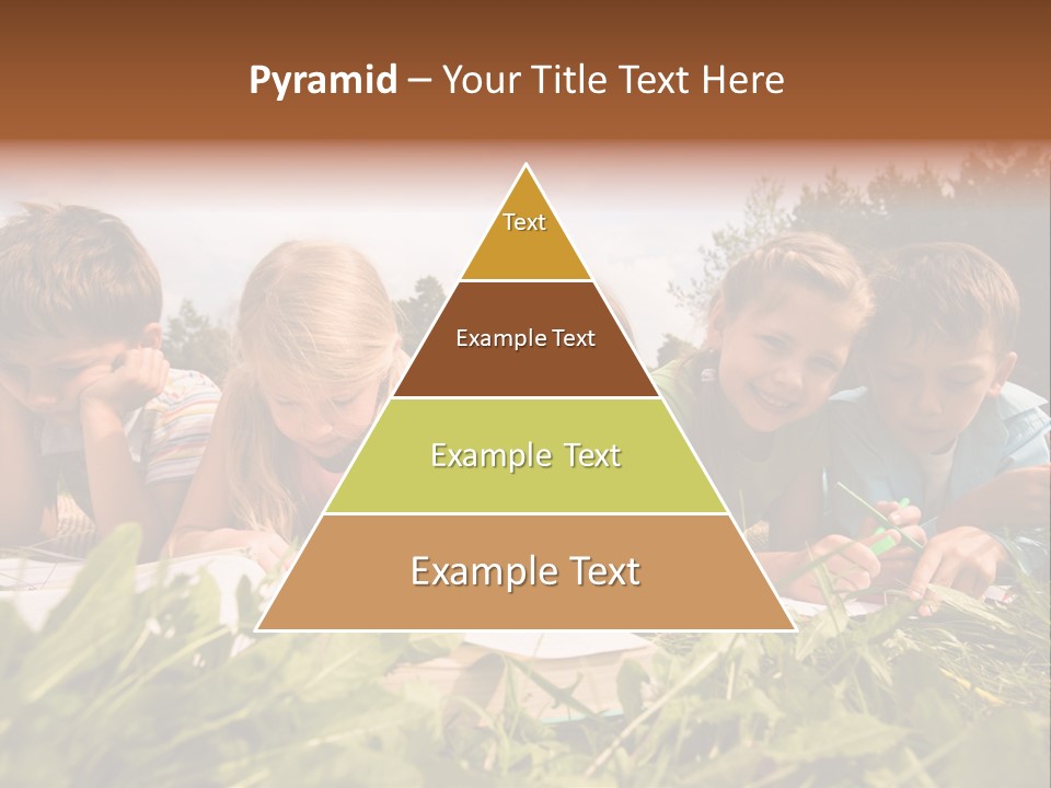 Portrait Of Cute Kids Reading Books And Drawing In Natural Environment Together PowerPoint Template