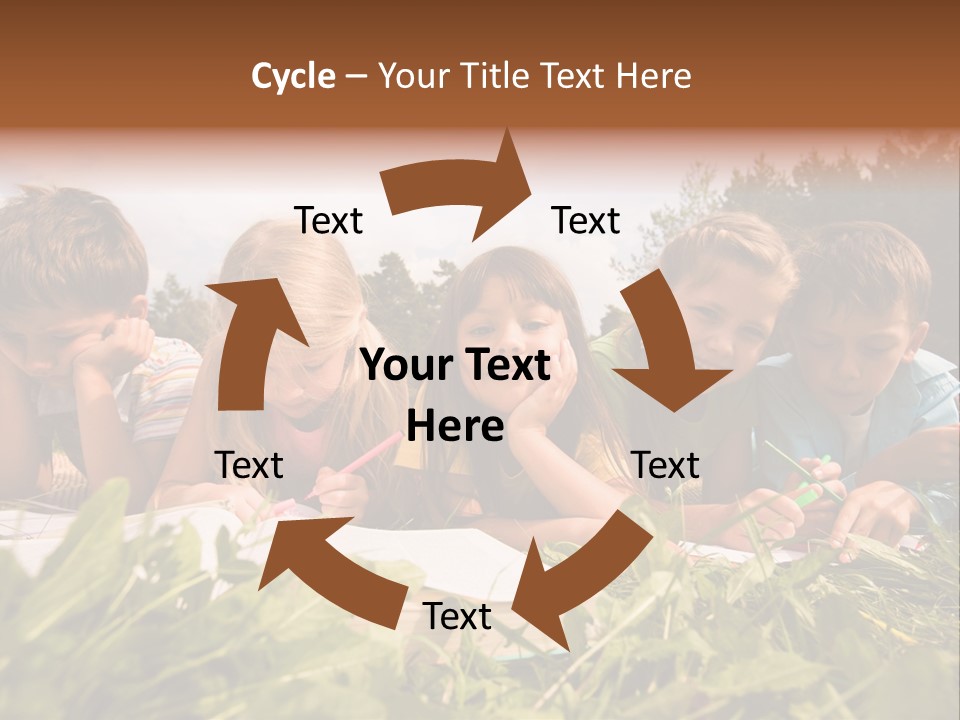 Portrait Of Cute Kids Reading Books And Drawing In Natural Environment Together PowerPoint Template