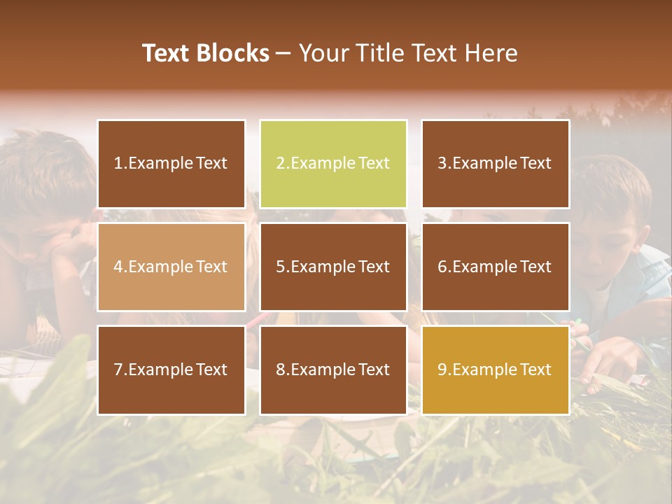 Portrait Of Cute Kids Reading Books And Drawing In Natural Environment Together PowerPoint Template