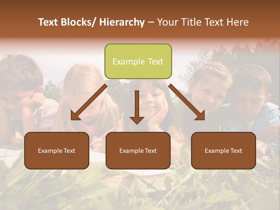 Portrait Of Cute Kids Reading Books And Drawing In Natural Environment Together PowerPoint Template