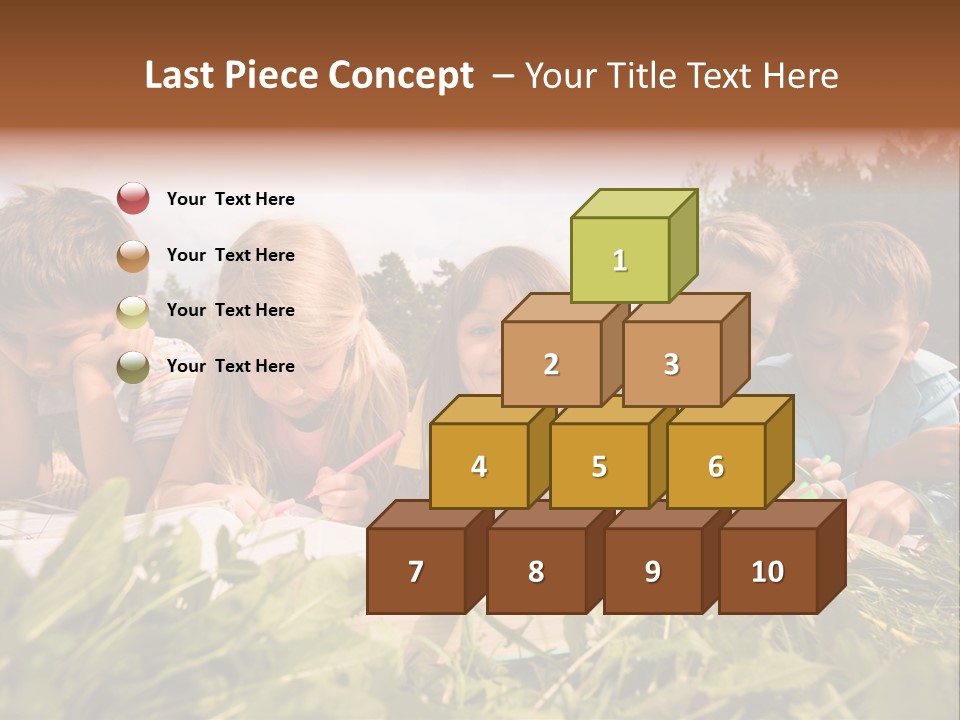 Portrait Of Cute Kids Reading Books And Drawing In Natural Environment Together PowerPoint Template