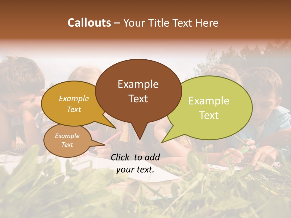 Portrait Of Cute Kids Reading Books And Drawing In Natural Environment Together PowerPoint Template