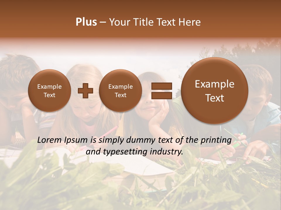 Portrait Of Cute Kids Reading Books And Drawing In Natural Environment Together PowerPoint Template