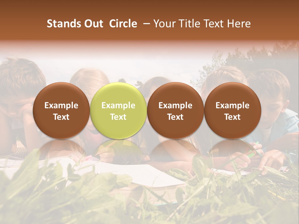 Portrait Of Cute Kids Reading Books And Drawing In Natural Environment Together PowerPoint Template