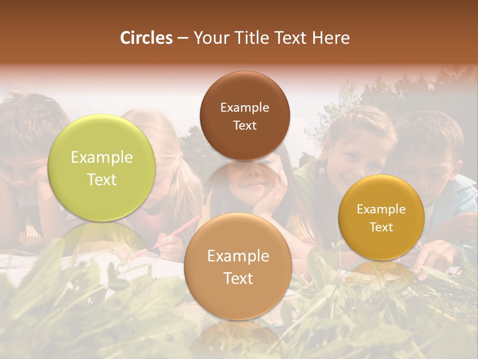 Portrait Of Cute Kids Reading Books And Drawing In Natural Environment Together PowerPoint Template