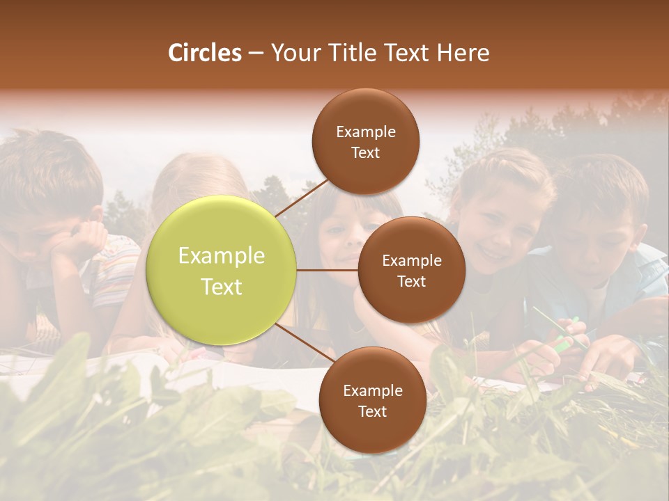 Portrait Of Cute Kids Reading Books And Drawing In Natural Environment Together PowerPoint Template