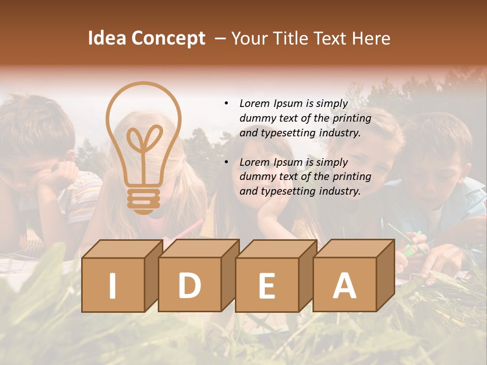 Portrait Of Cute Kids Reading Books And Drawing In Natural Environment Together PowerPoint Template