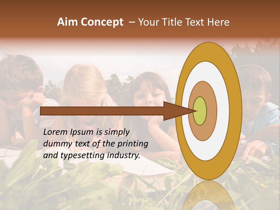 Portrait Of Cute Kids Reading Books And Drawing In Natural Environment Together PowerPoint Template