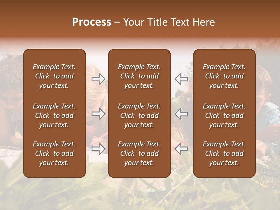 Portrait Of Cute Kids Reading Books And Drawing In Natural Environment Together PowerPoint Template