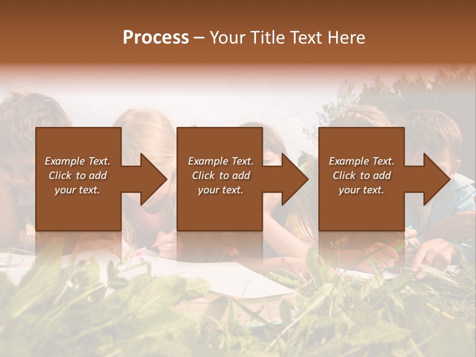 Portrait Of Cute Kids Reading Books And Drawing In Natural Environment Together PowerPoint Template