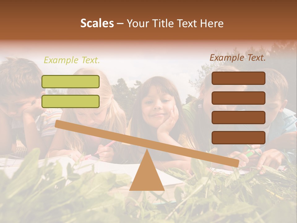 Portrait Of Cute Kids Reading Books And Drawing In Natural Environment Together PowerPoint Template