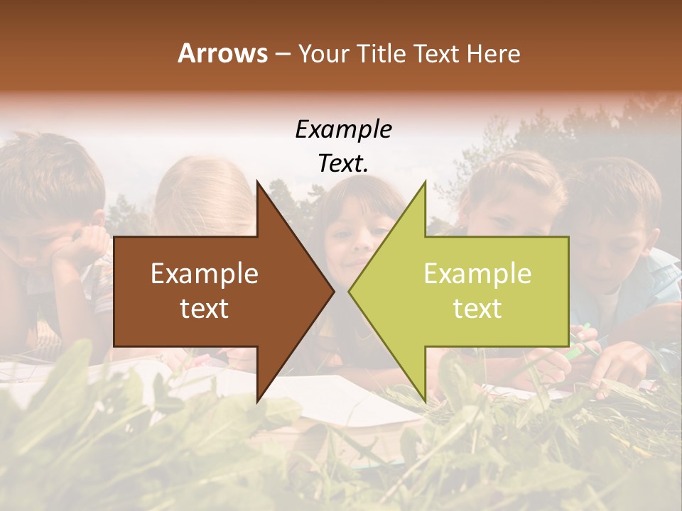 Portrait Of Cute Kids Reading Books And Drawing In Natural Environment Together PowerPoint Template