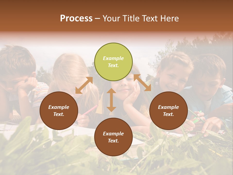 Portrait Of Cute Kids Reading Books And Drawing In Natural Environment Together PowerPoint Template