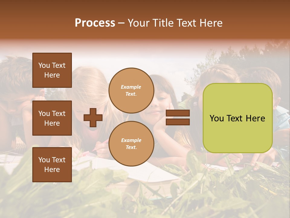 Portrait Of Cute Kids Reading Books And Drawing In Natural Environment Together PowerPoint Template
