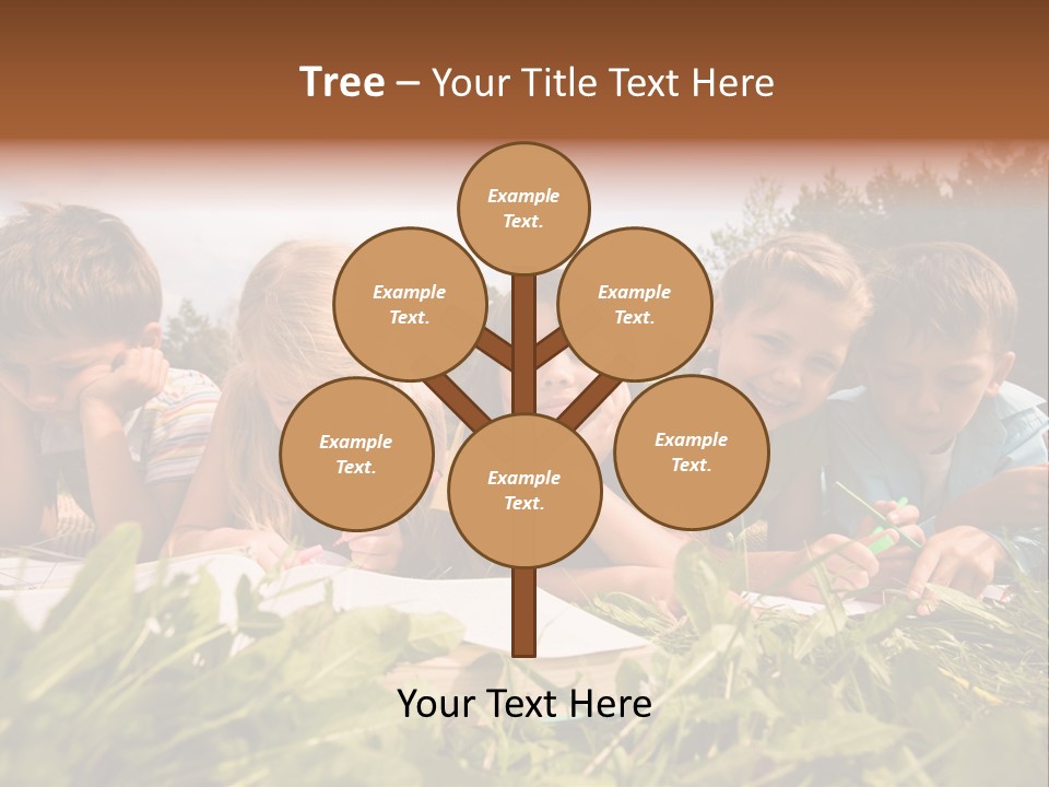 Portrait Of Cute Kids Reading Books And Drawing In Natural Environment Together PowerPoint Template