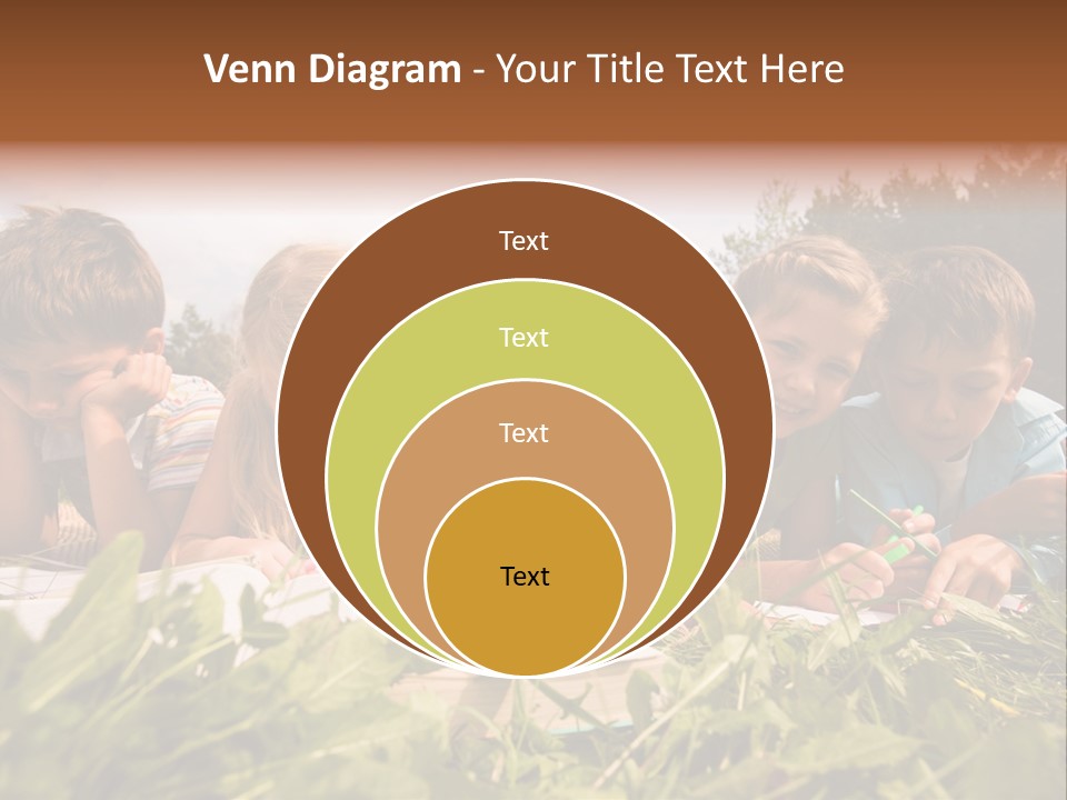 Portrait Of Cute Kids Reading Books And Drawing In Natural Environment Together PowerPoint Template