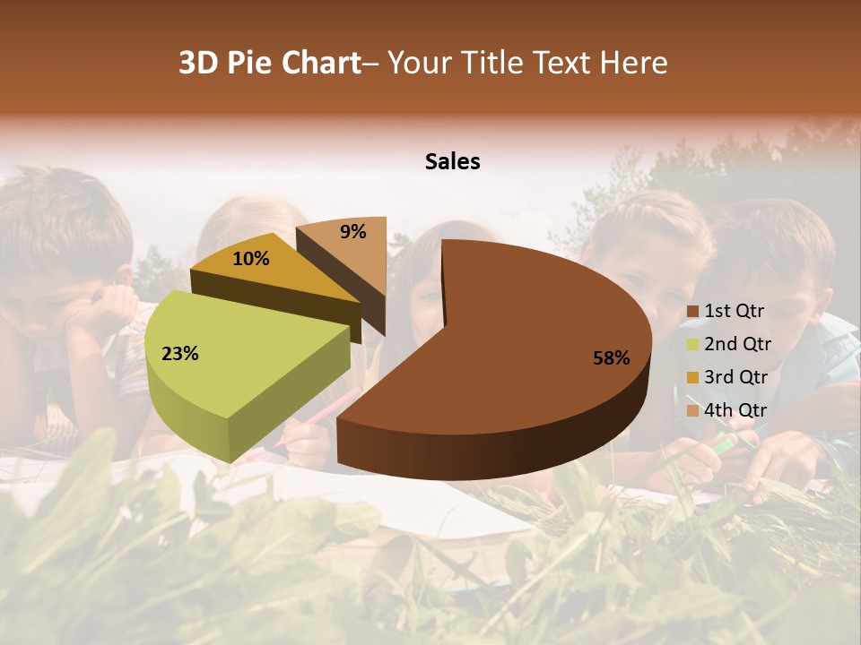 Portrait Of Cute Kids Reading Books And Drawing In Natural Environment Together PowerPoint Template