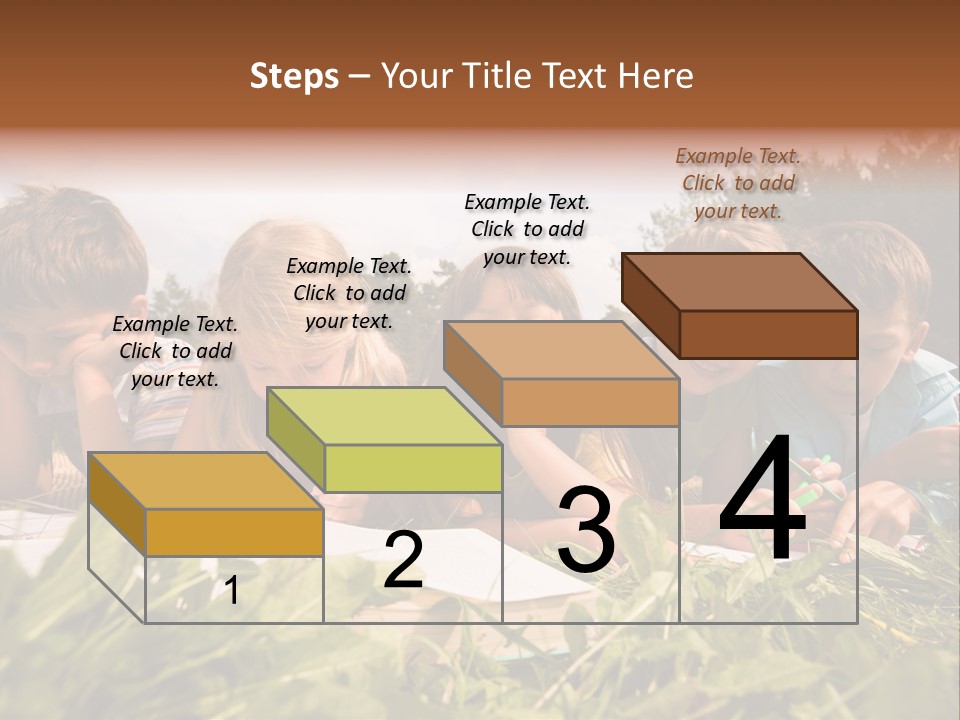 Portrait Of Cute Kids Reading Books And Drawing In Natural Environment Together PowerPoint Template